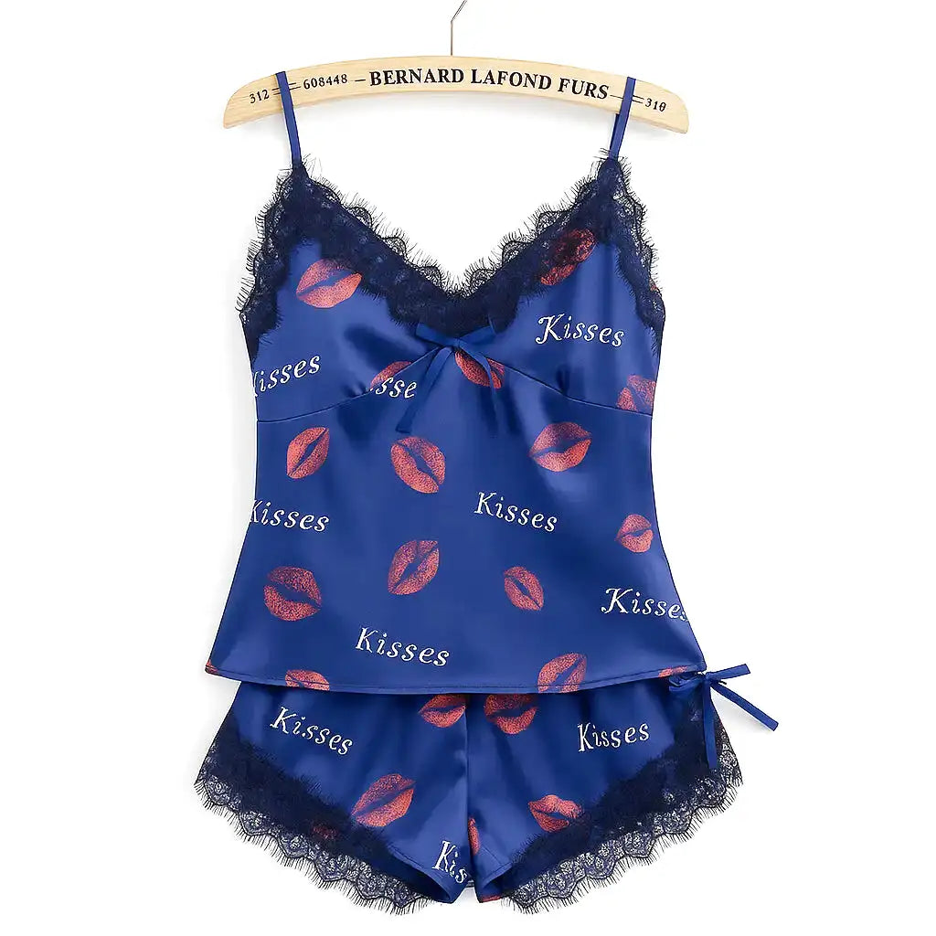 Ensemble de Pyjama en Satin avec Dentelle