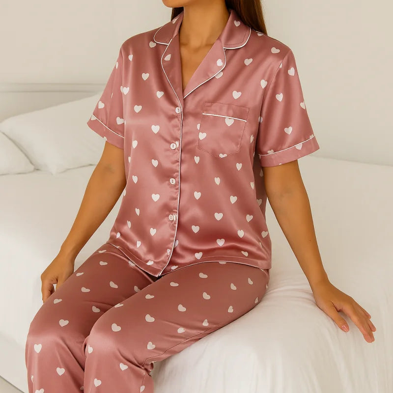 Pyjama Chemise Noir Femme en Satin