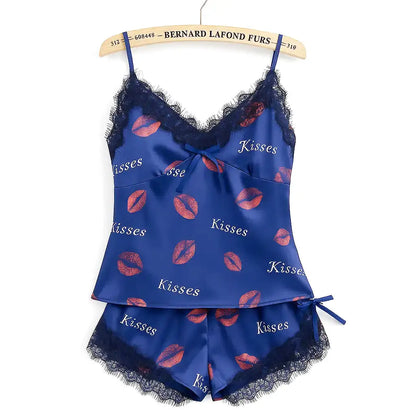 Ensemble de Pyjama en Satin avec Dentelle