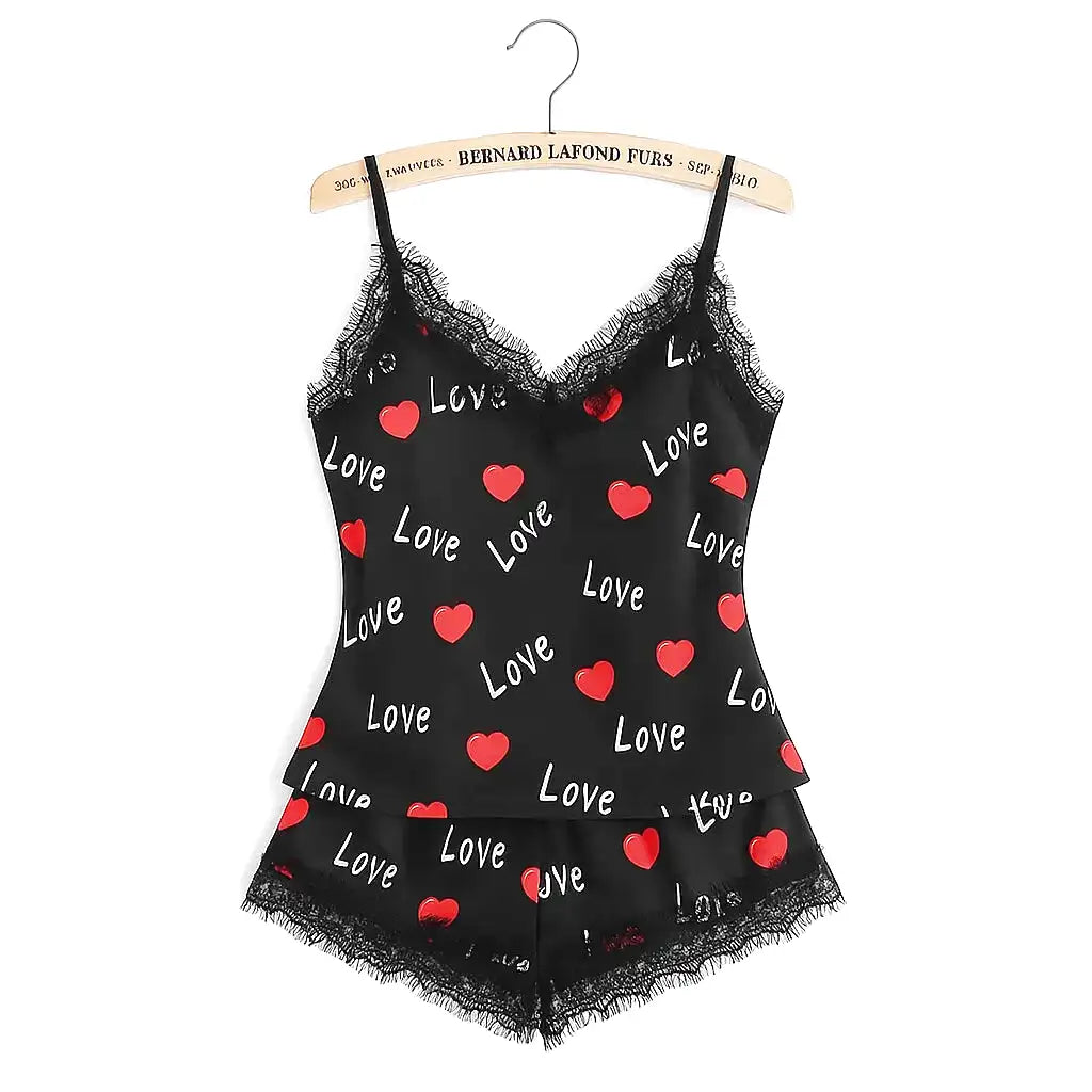 Ensemble de Pyjama en Satin avec Dentelle