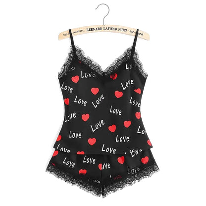 Ensemble de Pyjama en Satin avec Dentelle