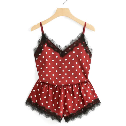 Ensemble de Pyjama en Satin avec Dentelle