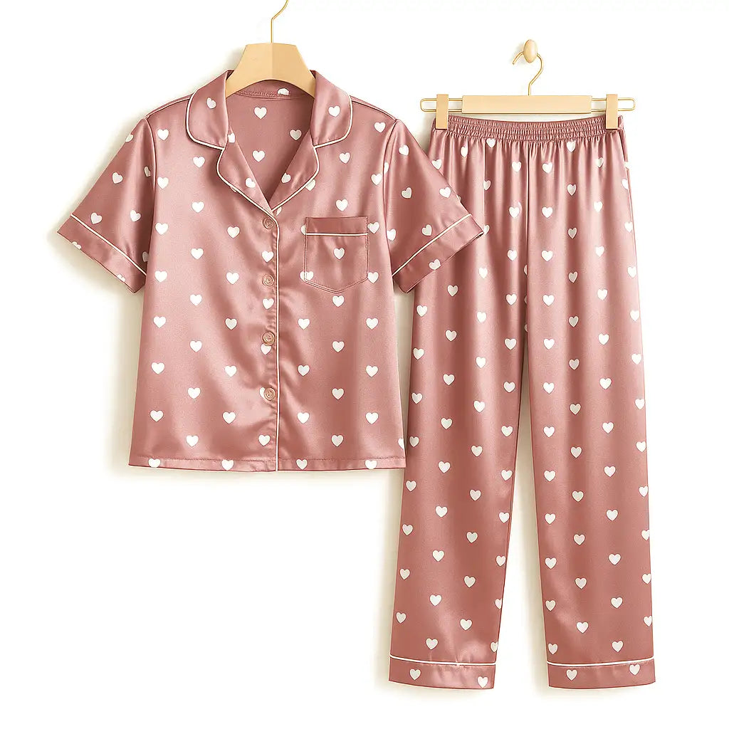 Pyjama Chemise Noir Femme en Satin