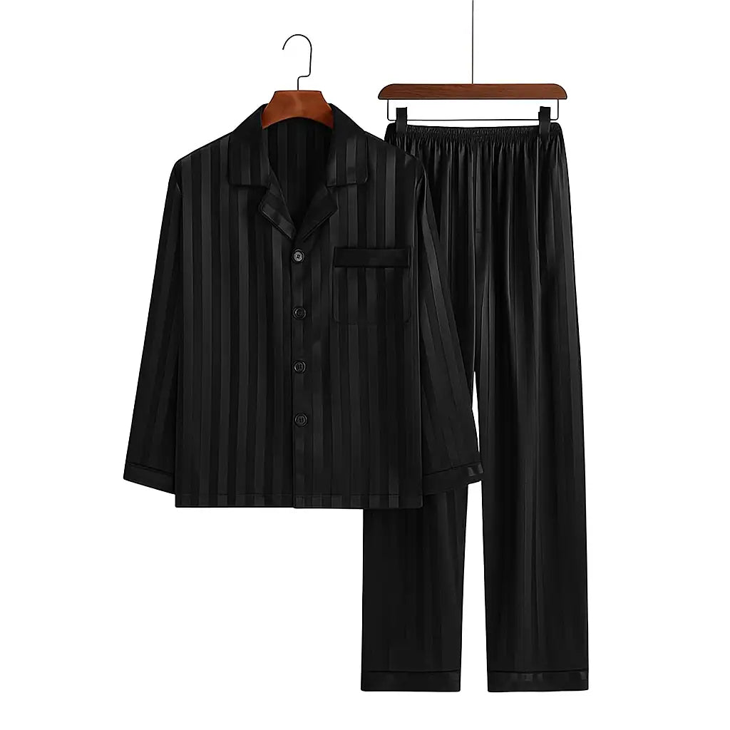 Pyjama En Satin Noir Homme