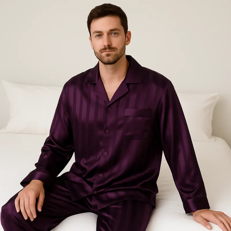 Pyjama En Satin Noir Homme