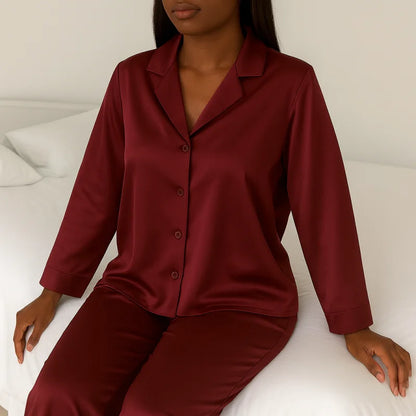 Pyjama Femme Satin Bordeaux
