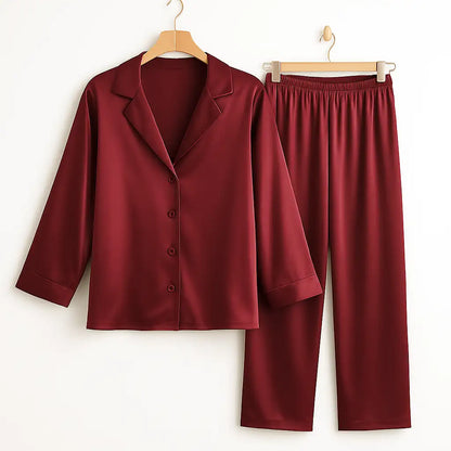 Pyjama Femme Satin Bordeaux