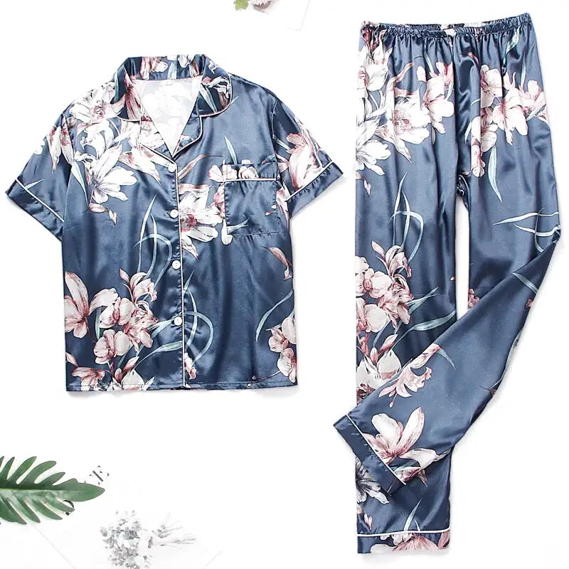 Pyjama Femme Satin Fleurie