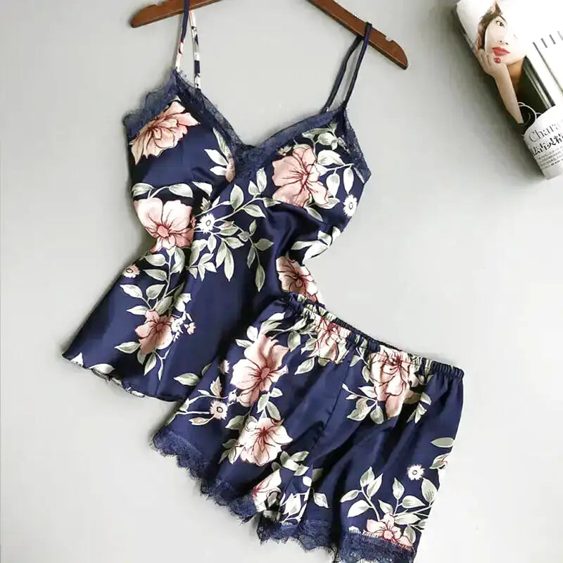 Pyjama Femme Satin Fleuri