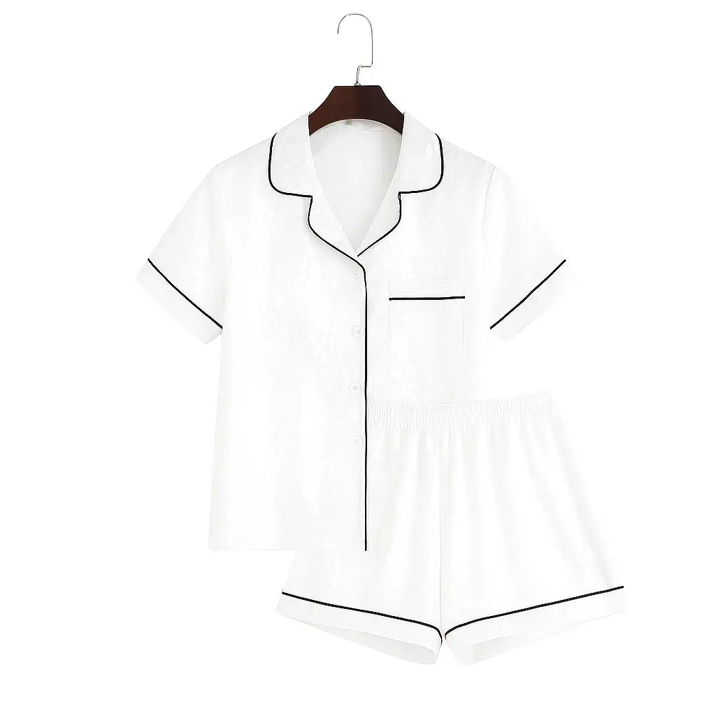 Pyjama Satin Blanc Femme