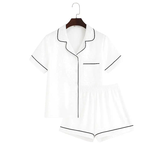 Pyjama Satin Blanc Femme