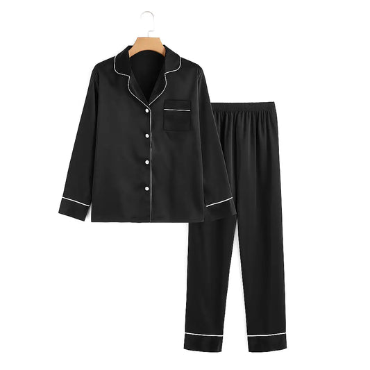 Pyjama Satin Noir Femme