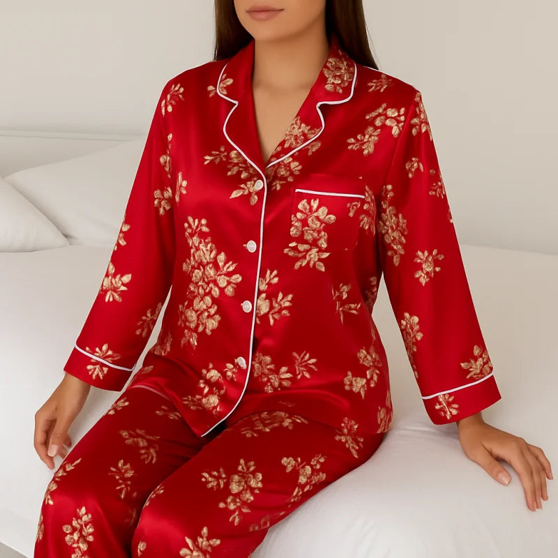 Pyjama Satin Rouge Femme