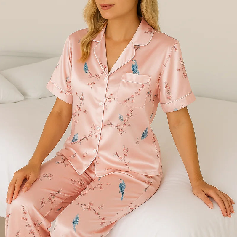 Pyjama Satin Rouge Femme